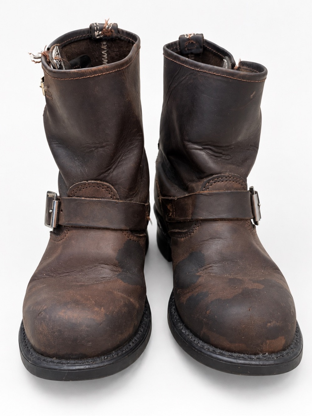 FRYE Engineer 8R Brown Distressed Leather Moto Boots Vintage